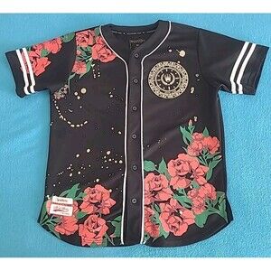 SWITCH REMARKABLE BILLIONAIRES CLUB Metallic Gold & Roses Black Shirt Mens XL